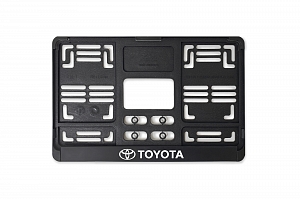 Рамка автомобильного номера квадратная 290 х 170 черная УФ печать "Toyota"