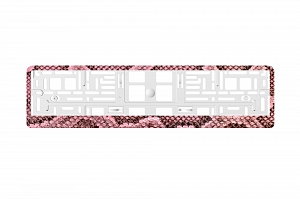 Рамка автомобильного номера УФ-печать ARS STYLE белая "Питон розовый"