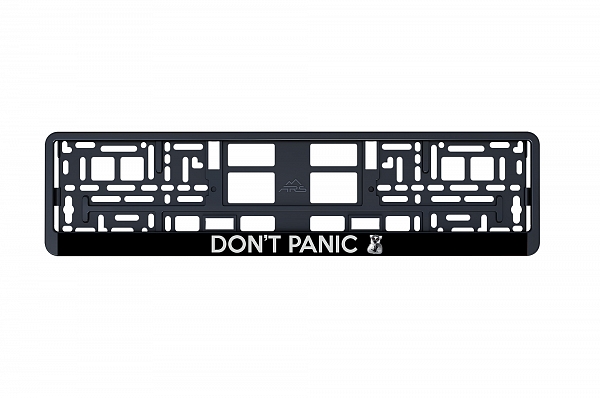 Рамка автомобильного номера УФ-печать Автостандарт черная "Don't panic"