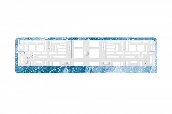 Рамка автомобильного номера УФ-печать ARS STYLE белая "Синий мрамор"